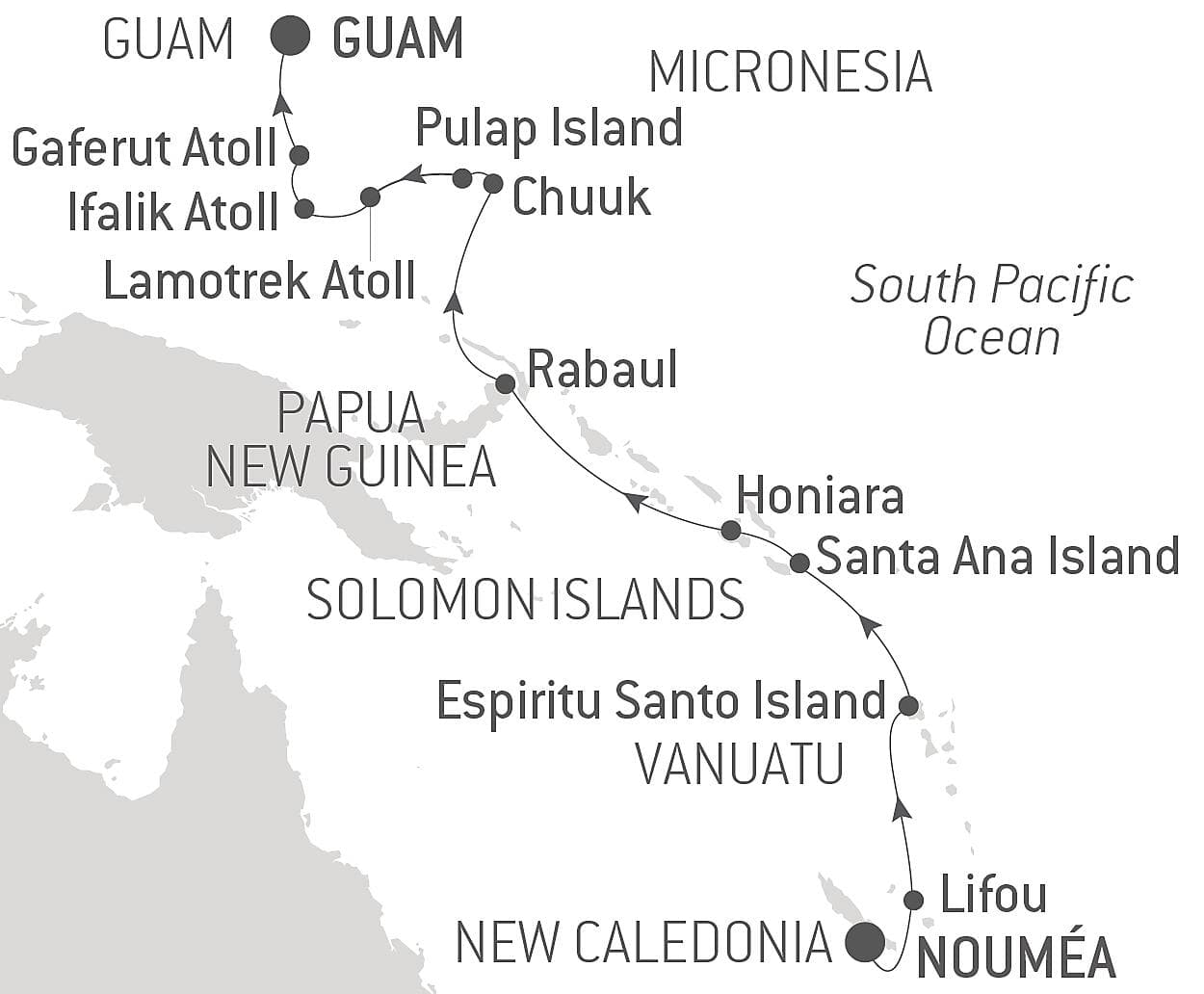 From New Caledonia to Micronesia